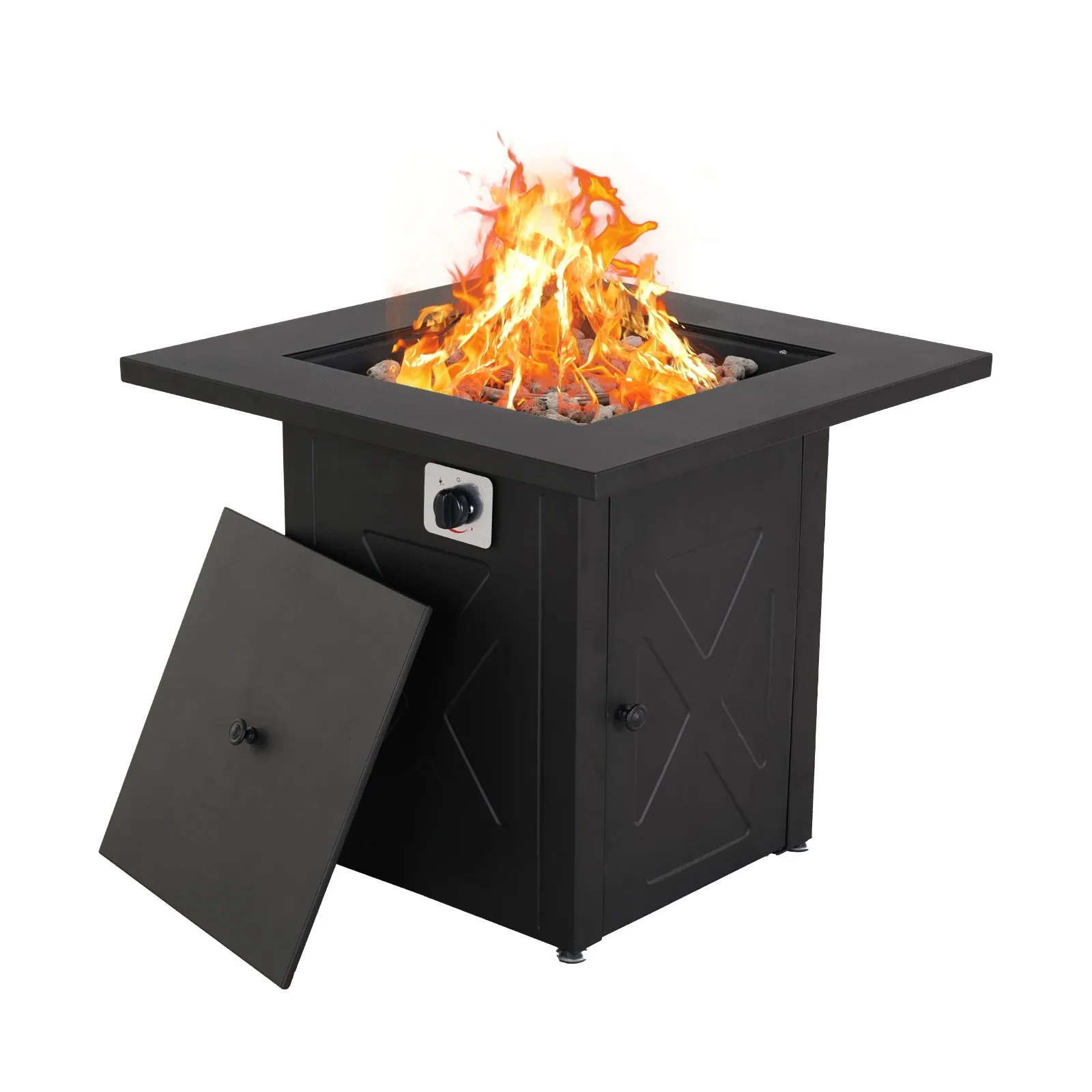 42 inch 50,000 BTU Rectangular Propane Gas Fire Pit Table with Fire Glass and...