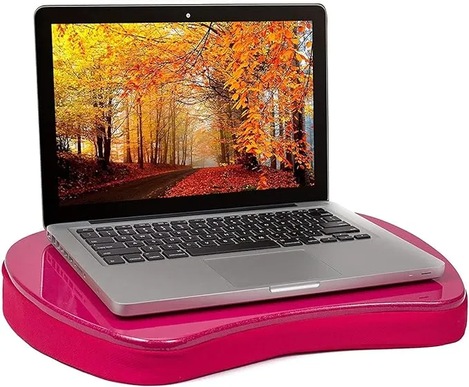 Mini Lap Desk with Memory Foam Cushion | Handle | Fits Laptops Up to 15" | Work from Home | Pink | Portable Travel Desk | Reading Writing and Coloring