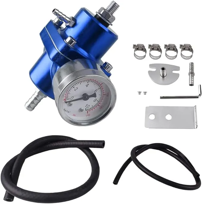 BARTOO Universal Fuel Pressure Regulator Kit,Aluminum Fuel Regulator,Adju<wbr/>stable