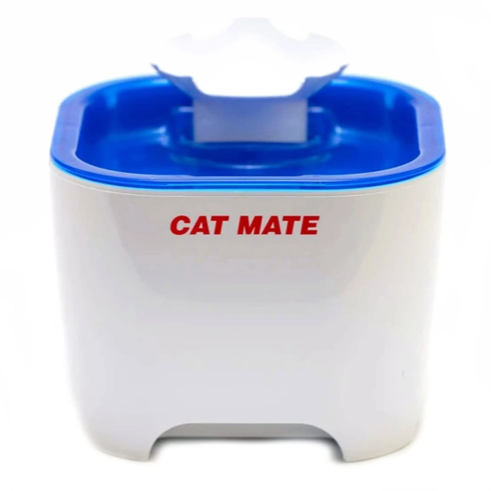 Cat Mate Shell 100 Fl Oz. Water Fountain 100 Fl Oz. (White/Blue) with Isolated Pump System and 3-Stage Polymer-Carbon Filter with Ion Exchange Resin