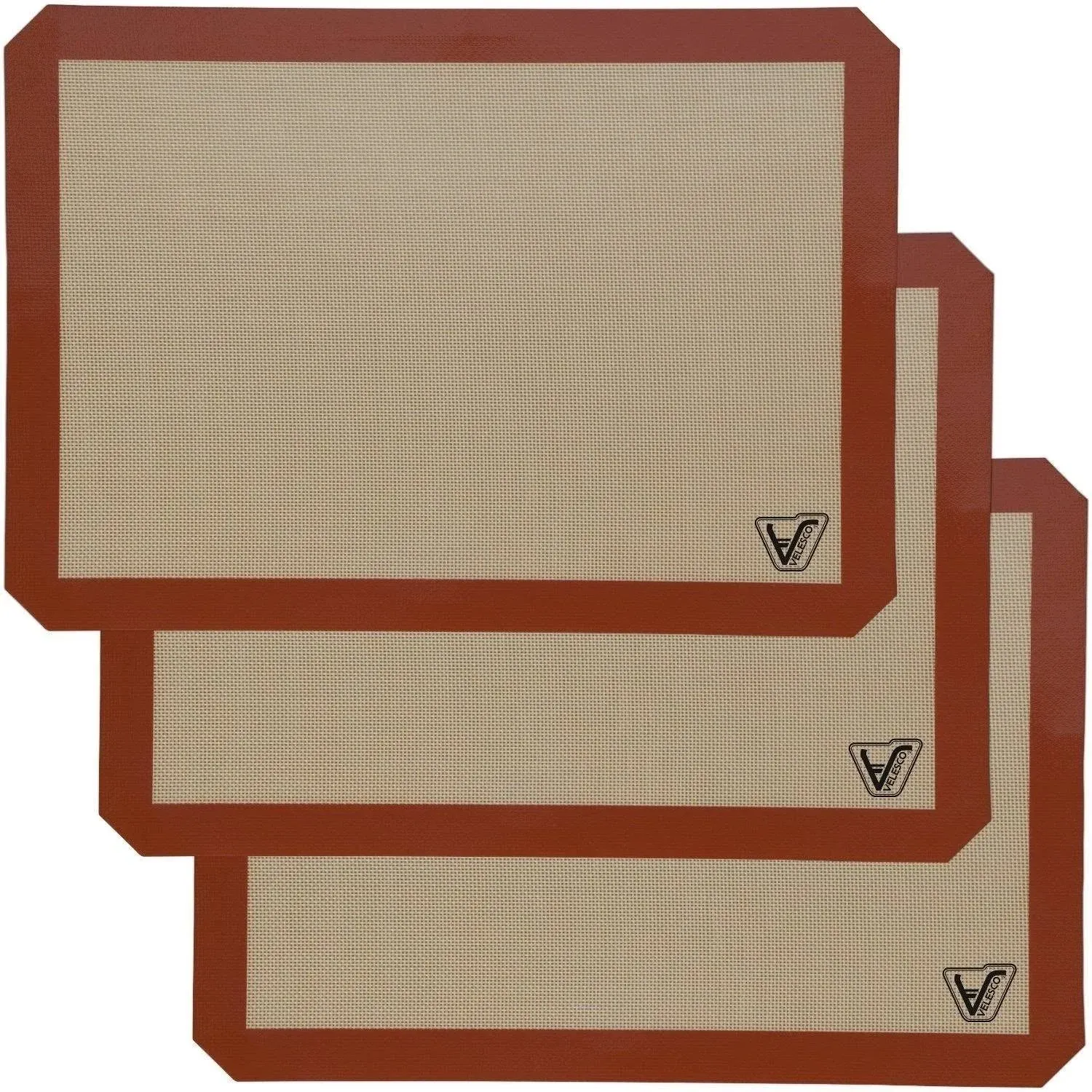 Velesco 3-Pack Silicone Baking Mat Nonstick Heat Resistant Oven Mats