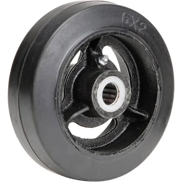 Global Industrial&#8482; 6&quot; x 2&quot; Mold-On Rubber Wheel - Axle Size 3/4&quot;