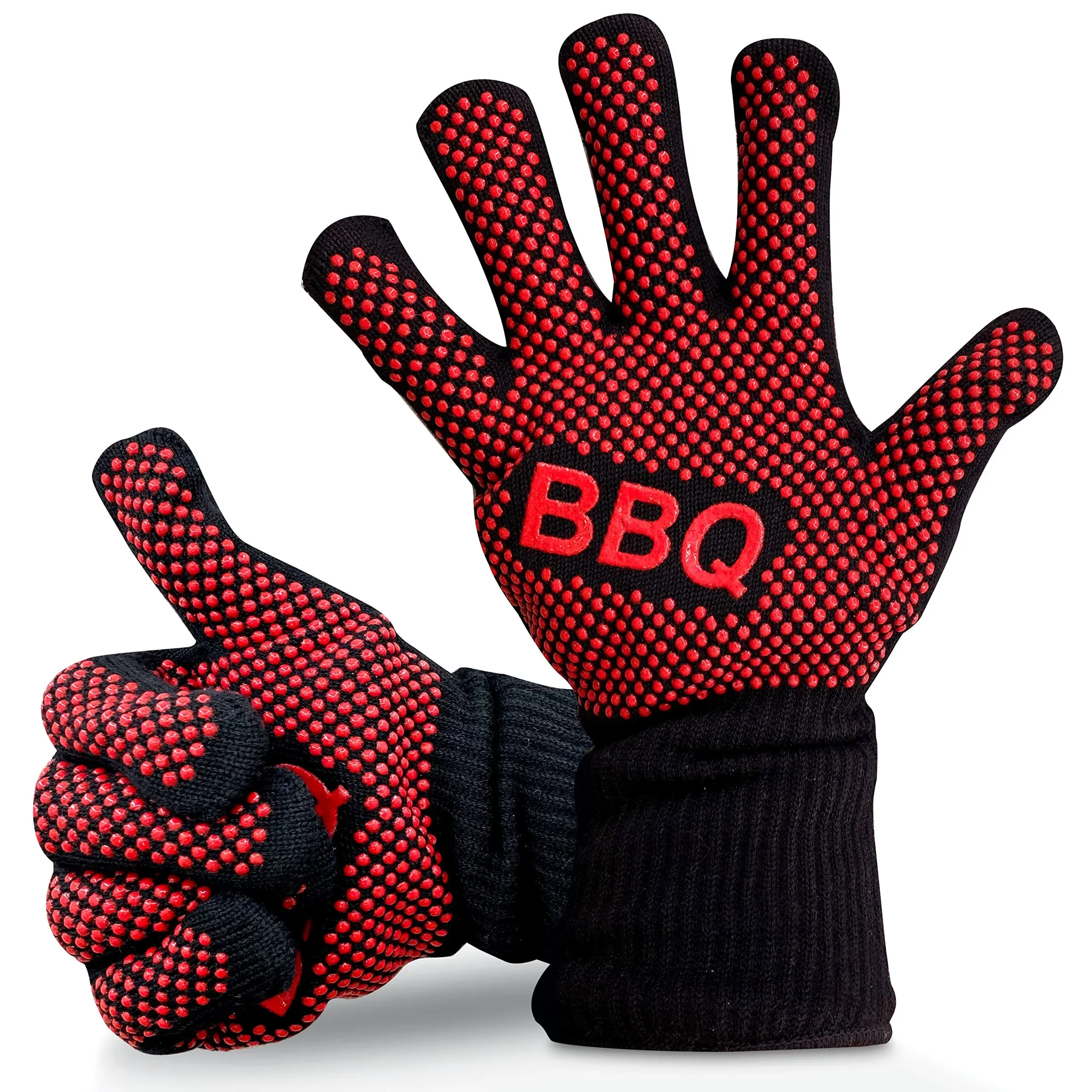 Nutrichef Extreme Heat Resistant Grill Gloves - 14'' Food Grade Kitchen Oven ...