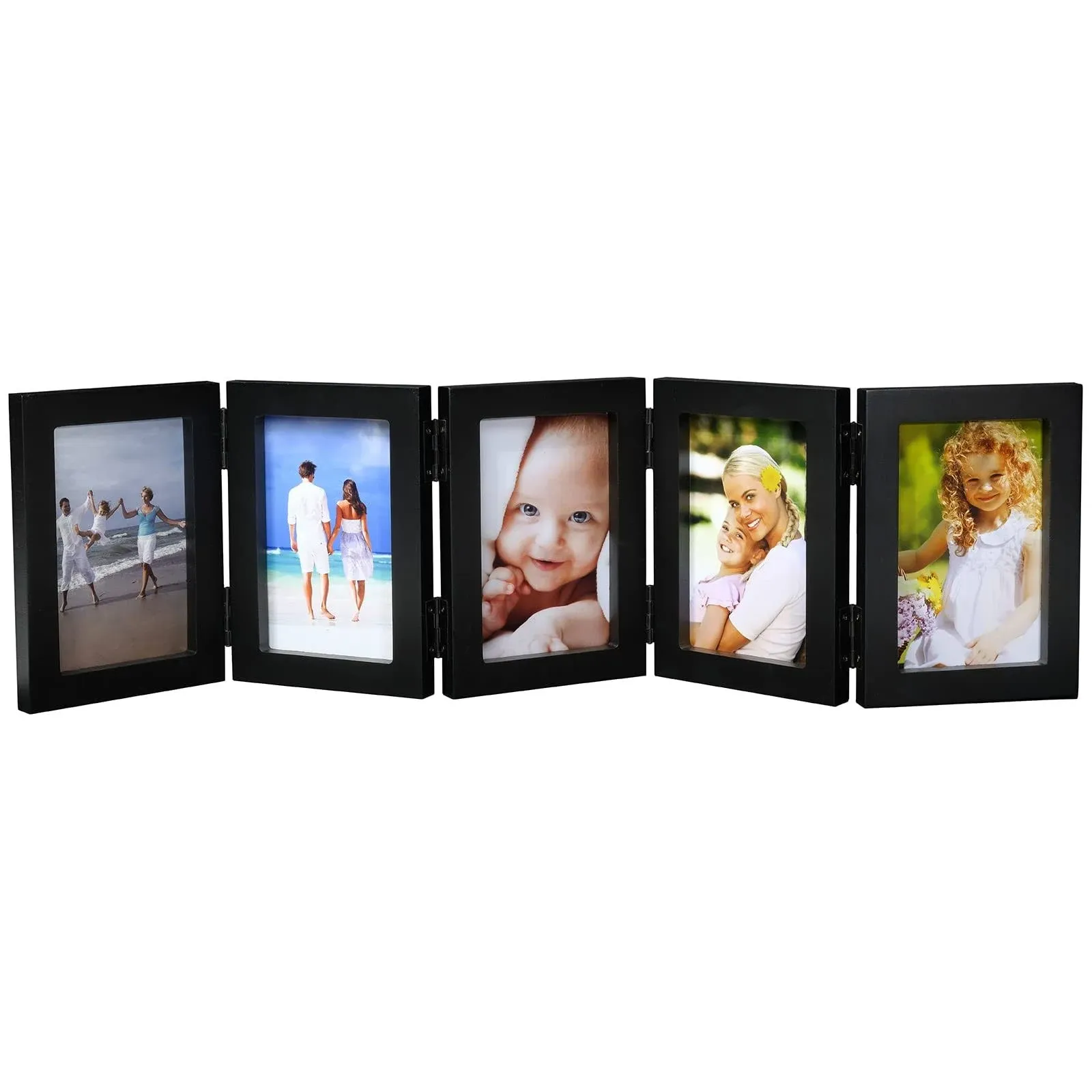 Excello Global Products Tabletop Accordion Frame: Holds Five 4x6 Photos