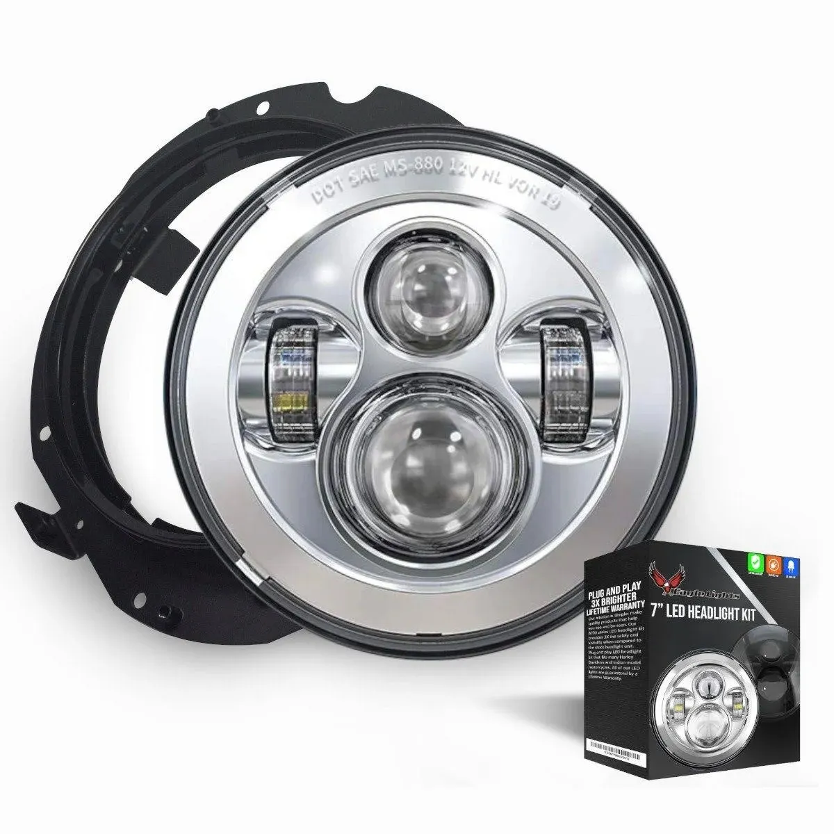 Eagle Lights LED Projection Headlight Kit for Kawasaki Vaquero &amp; Voyager Chrome