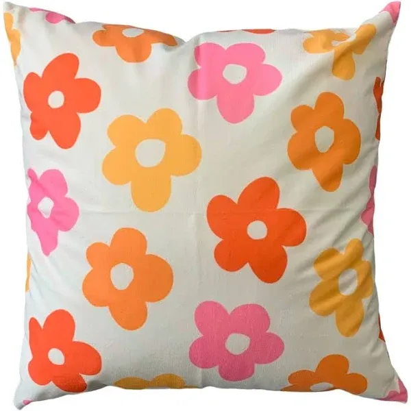 Danish Pastel Aesthetic Room Decor,Hot Pink Orange Red Daisy Throw Pillow Cover Room Home Decor,Vintage Retro 60s 70s Flowers Pillow Cases Room Home Wall Art Decor Party Decorations (18"X18")