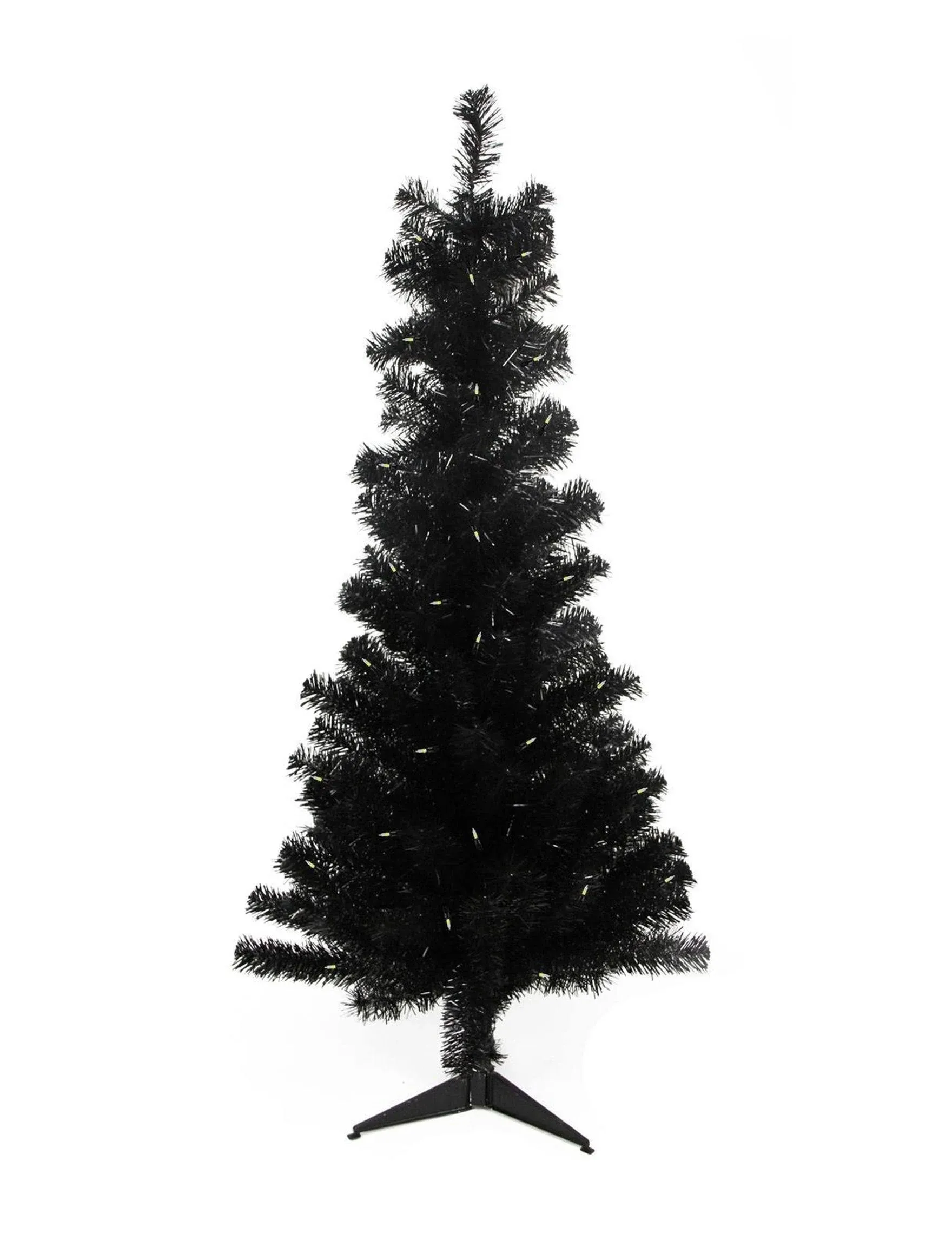 Northlight 4' Pre-Lit Slim Black Artificial Tinsel Christmas Tree - Clear Lights