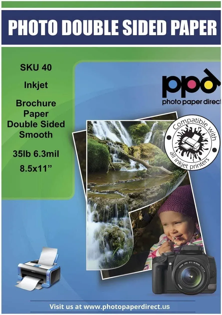 PPD Inkjet Matte Double Sided Brochure, Flyer, Presentation and Business Photo Quality Printing Paper 8.5x11 130g 35lb Instant Dry x 50 (PPD040-50)