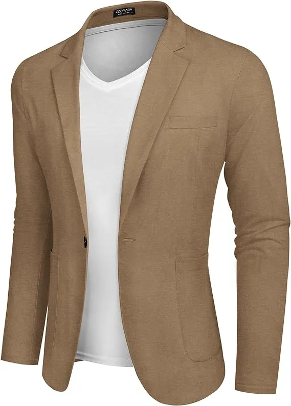 COOFANDY Men&#039;s Casual Linen Blazer Lightweight Regular Fit Sport Coat One Button