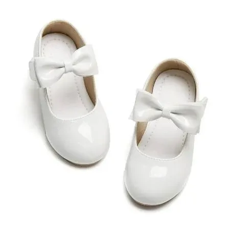 Little Flower Girl White Dress Shoes Size 3 - Girl Ballet Flats Wedding Party