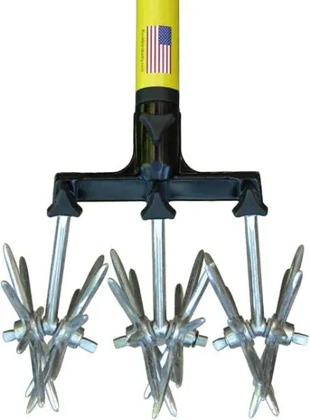 Rotary Cultivator Tool - 60” Extra Long Handle - Reinforced Tines - Reseeding Gr