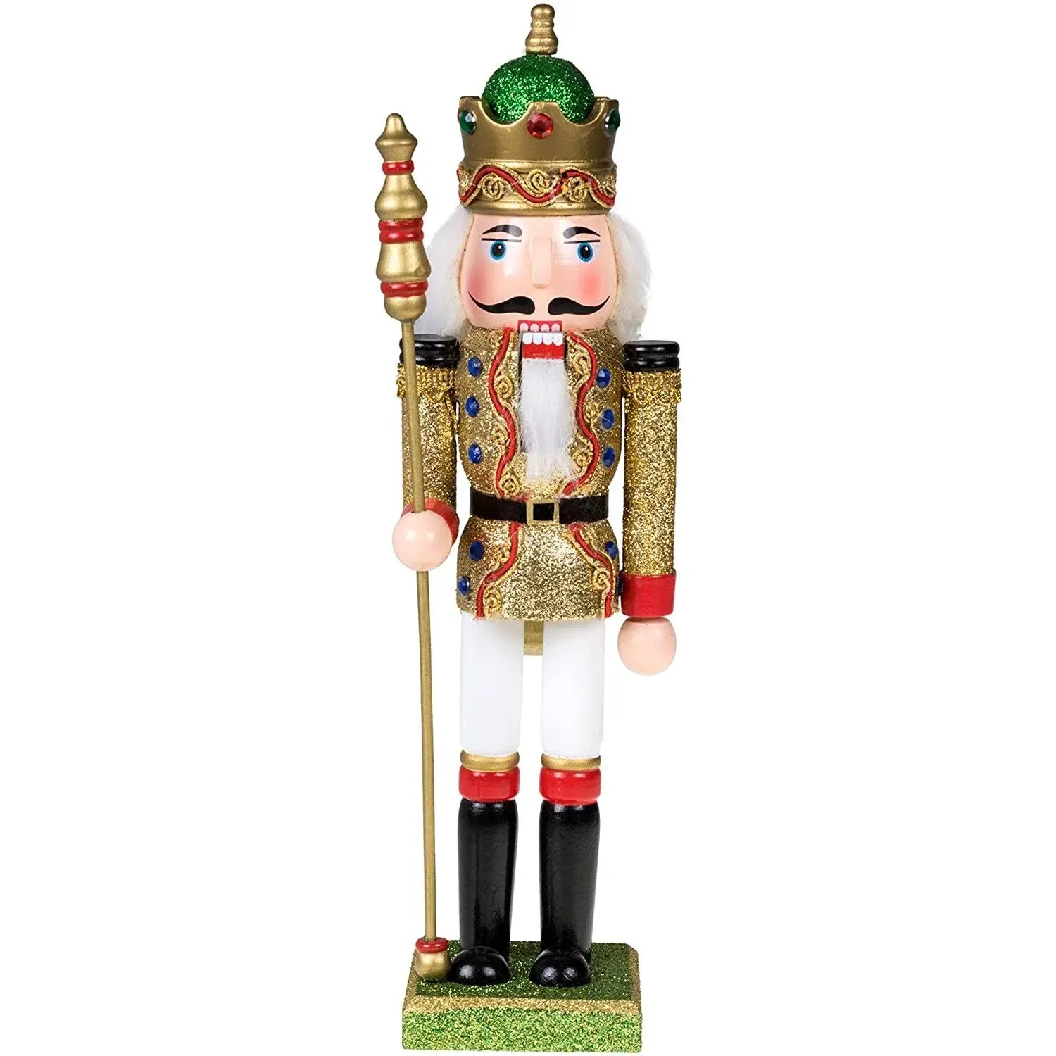 Clever Creations Gold King 12&#034; Traditional Wooden Nutcracker, Festive Xmas