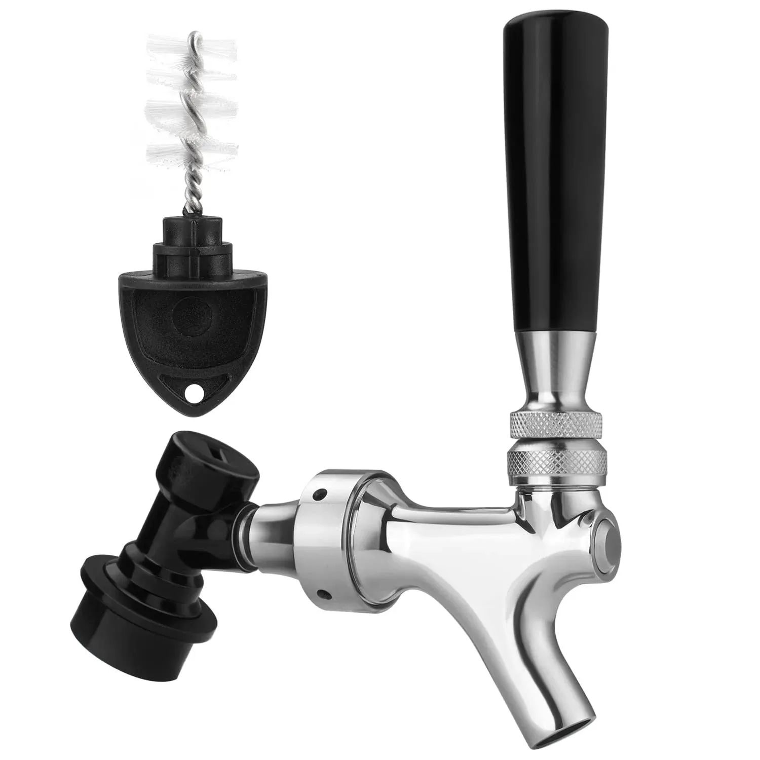 Stainless Steel Core Beer Faucet Polished Chrome-Plated Brass Beer Tap with L...