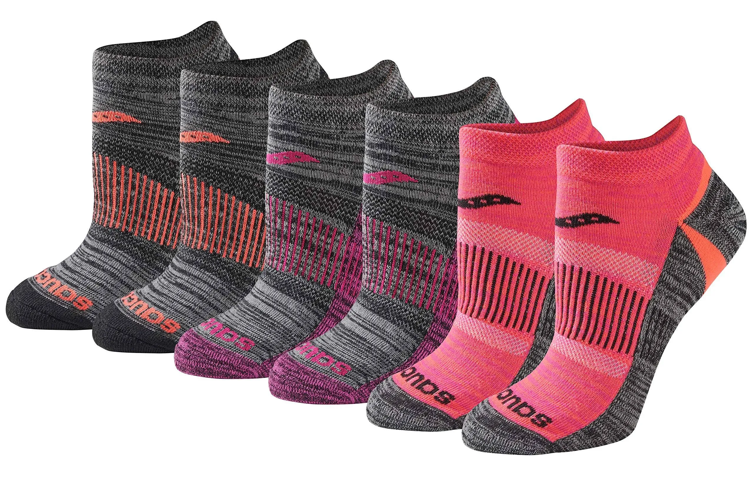 Saucony Women's Selective Cushion Performance No Show Athletic Sport Socks (6 & 12 Pairs)