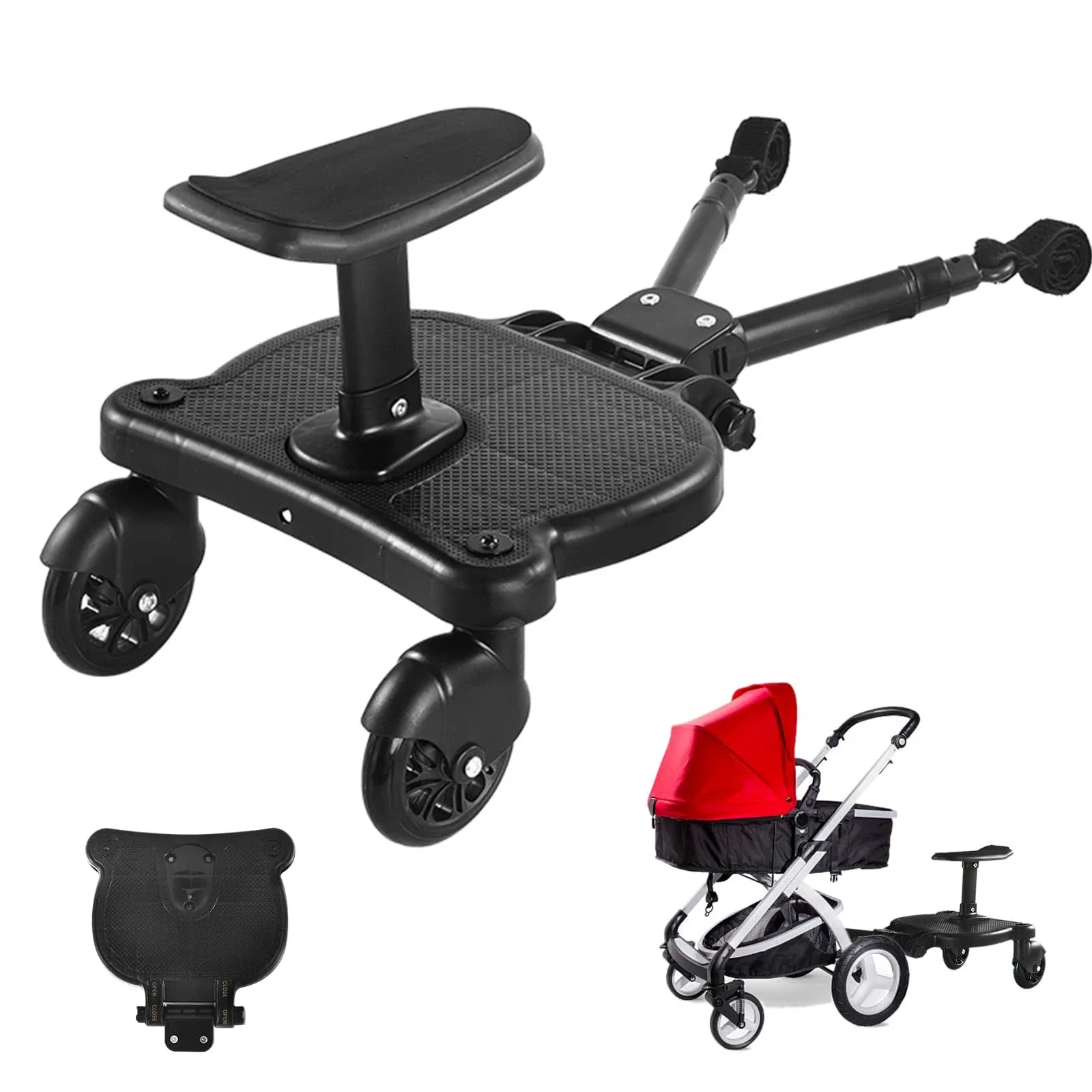 2022 New-Universal Stroller Board with Detachable Seat - 2in1 Sit and Black 