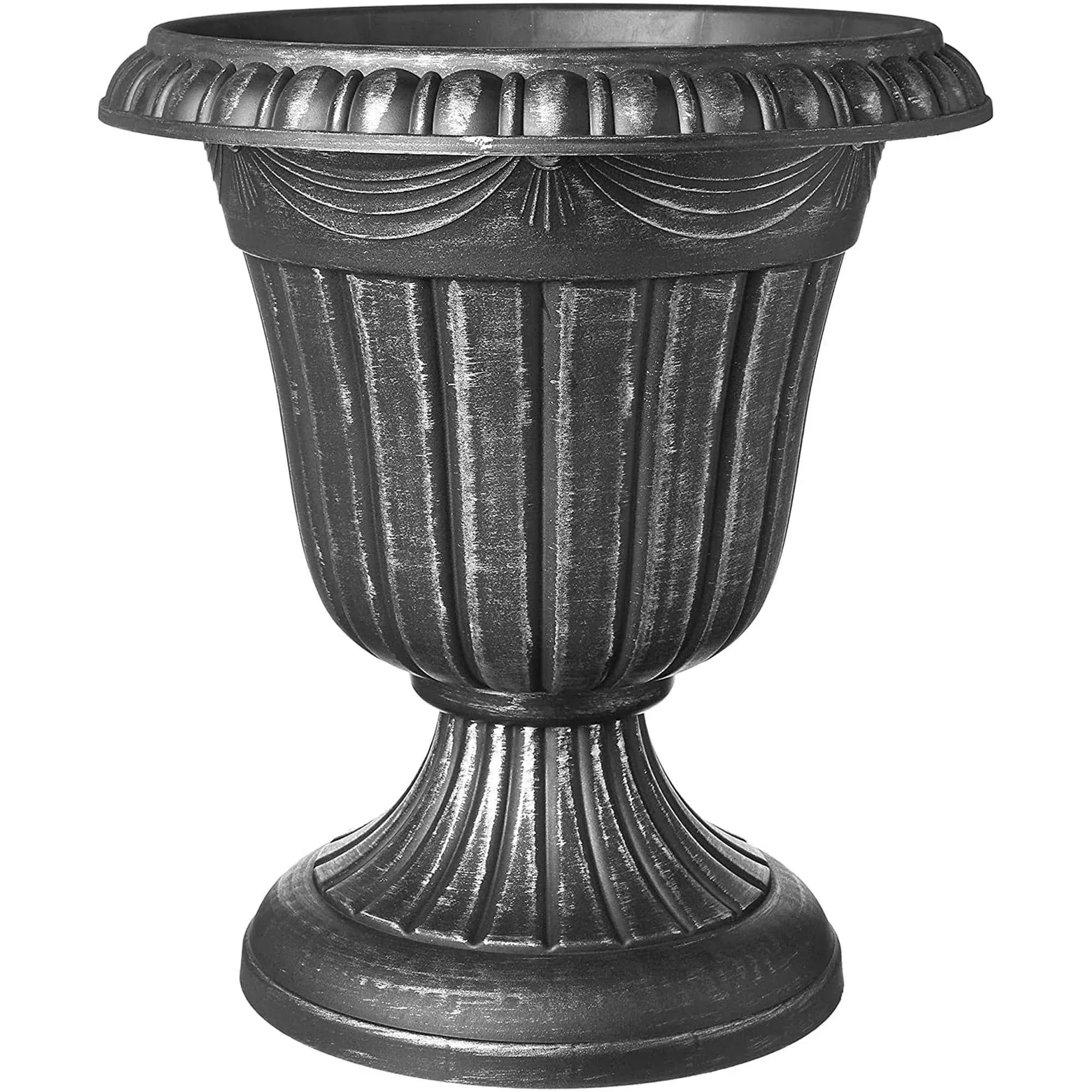 Traditional 10 in. x 12 in. Silver Plastic Urn