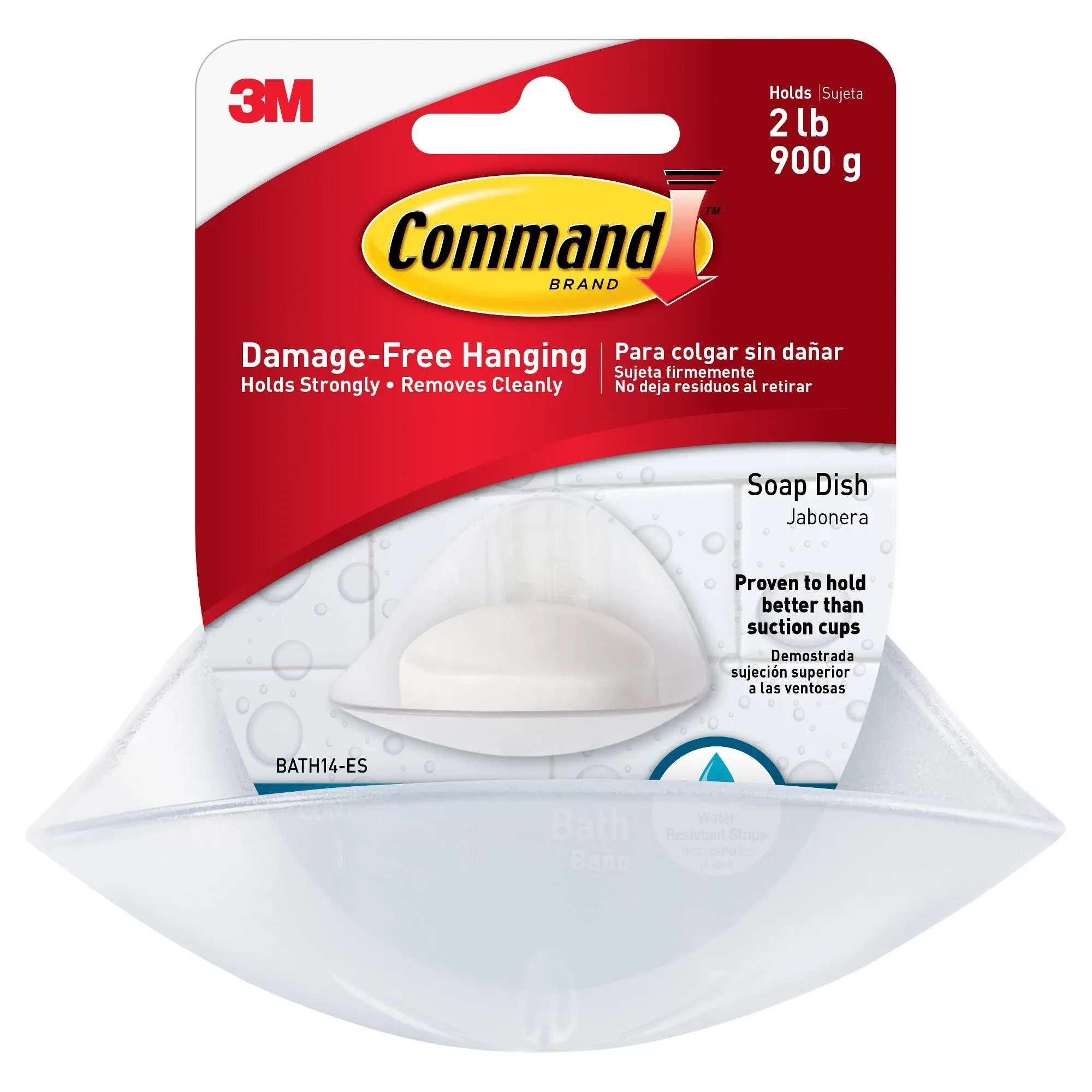 3M Command Soap Dish with Water-Resistant Strips, 3 lbs