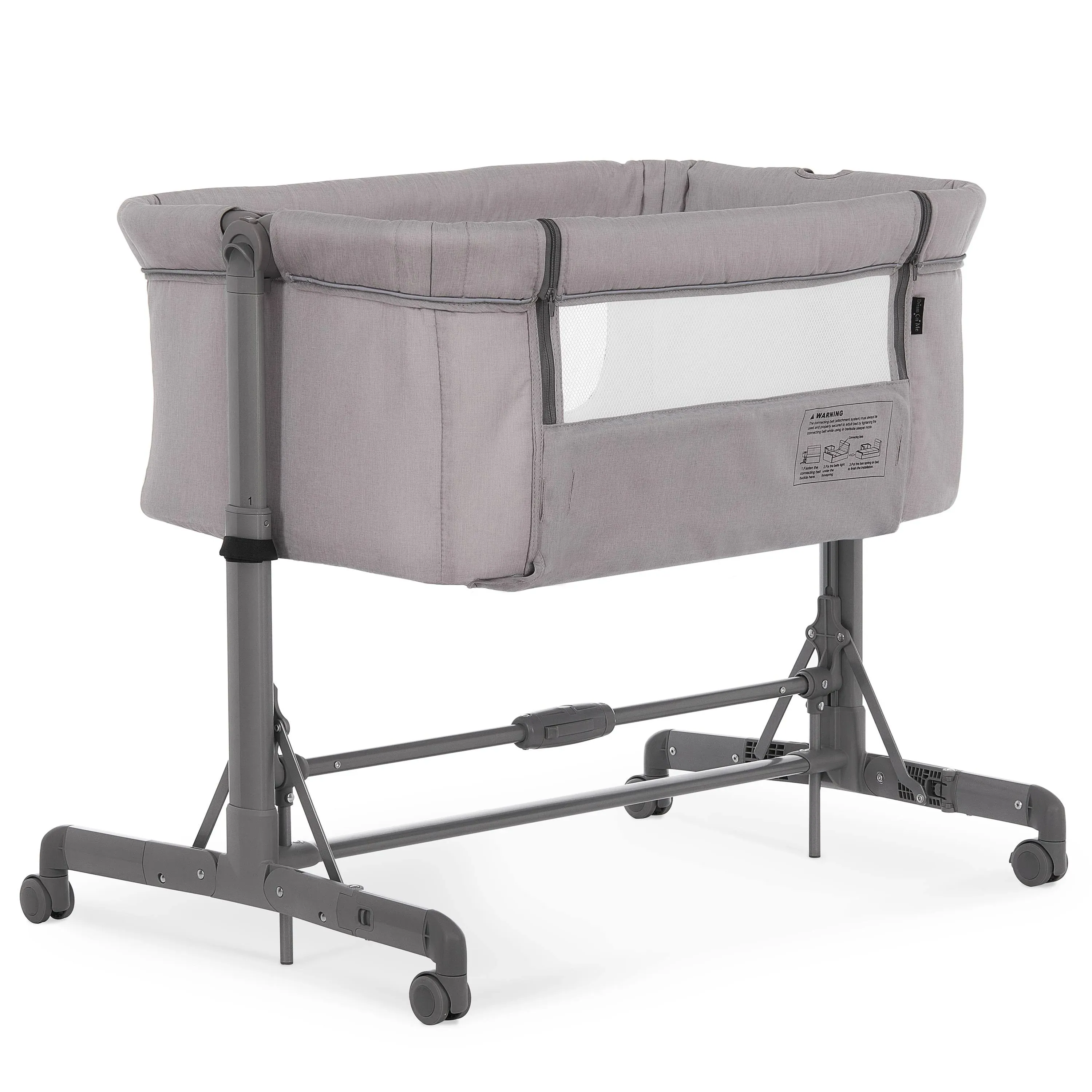 Zimal Bassinet and Bedside Sleeper in Grey, Lightweight and Portable Baby Bassinet, Breathable Mesh Panels, Easy to Fold and Carry Travel Bassinet, JPMA Certified