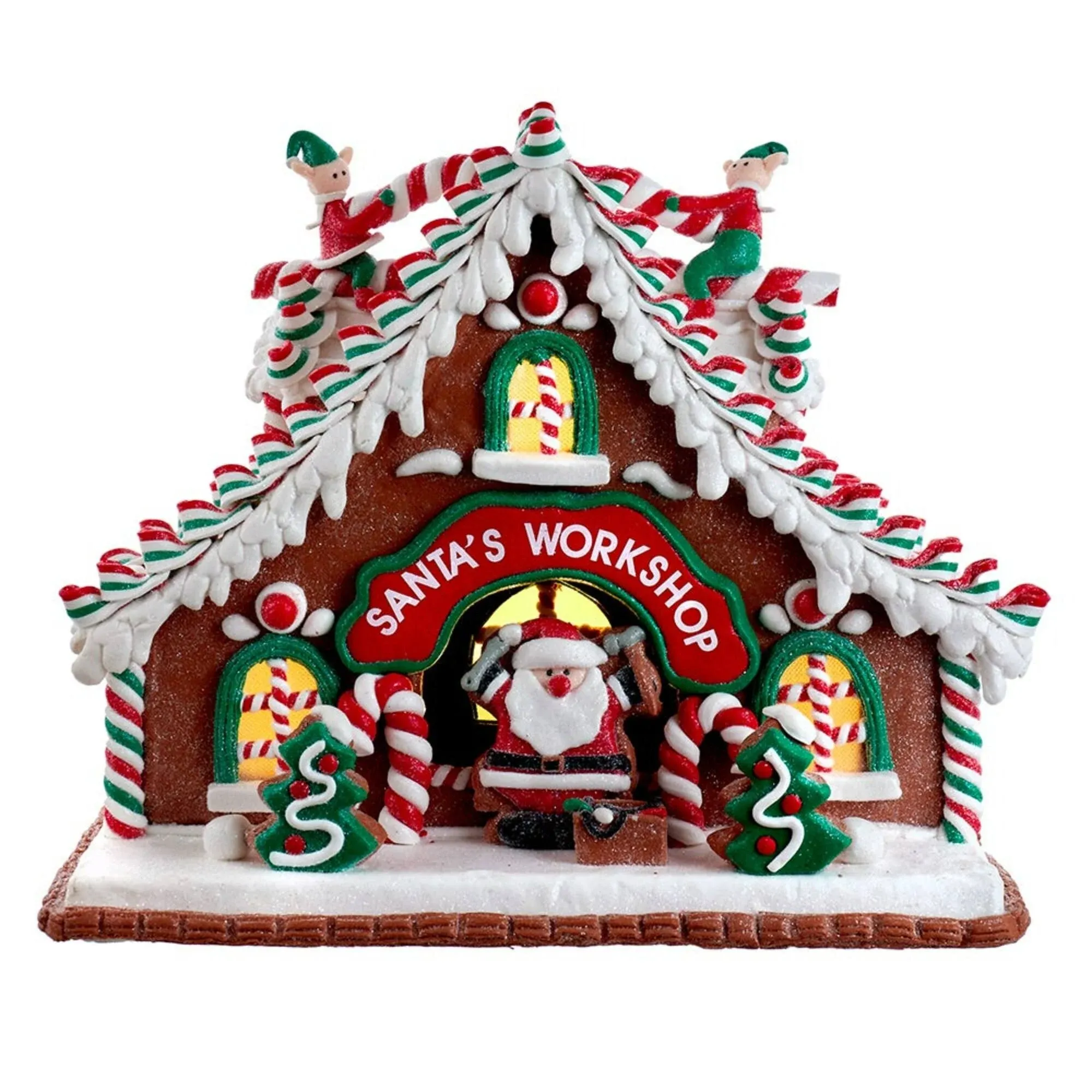 "Lighted Santa's Workshop Claydough Gingerbread House"