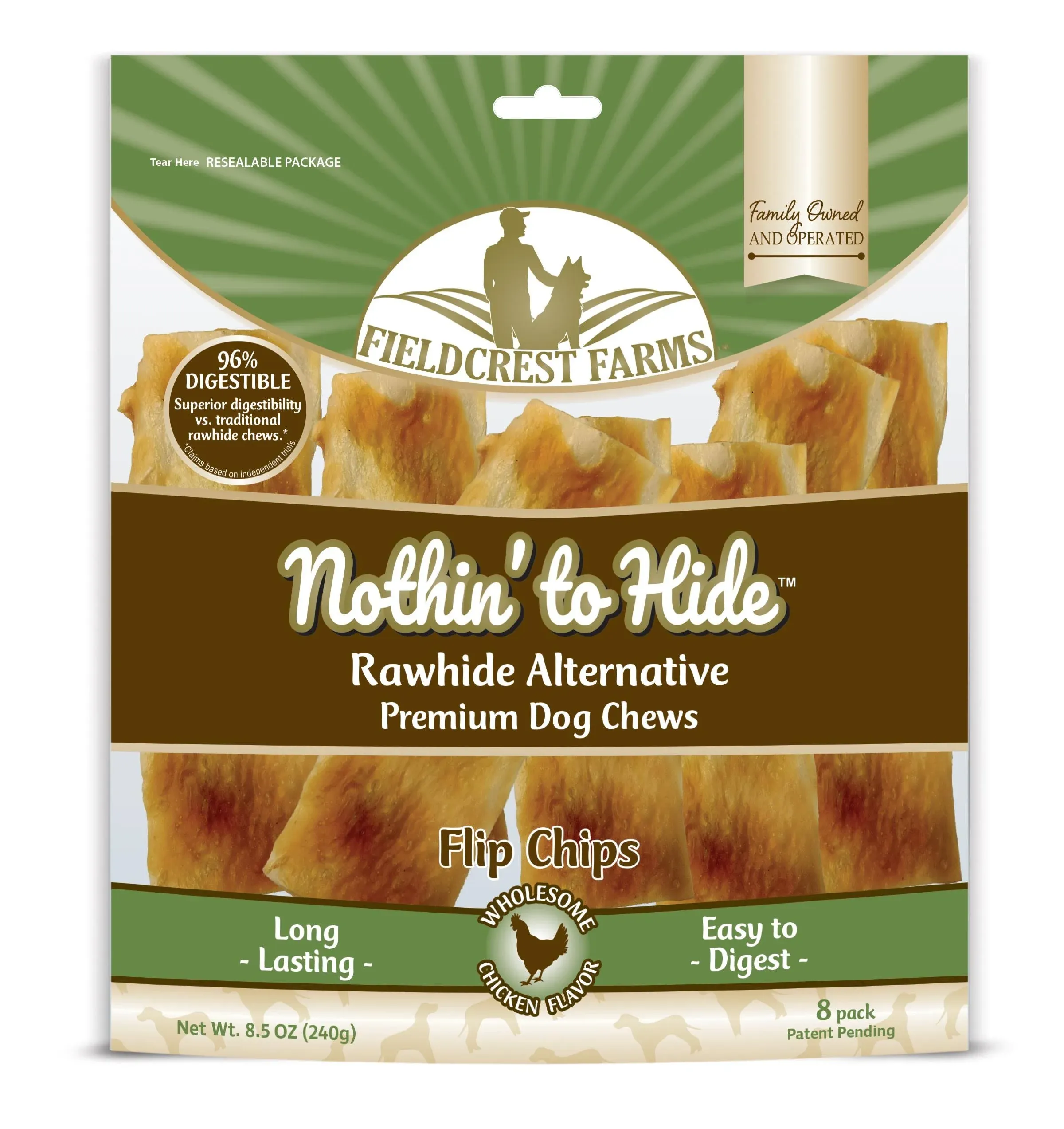 Fieldcrest Farms Nothin' to Hide Dog Chews, Premium, Chicken Flavor, Flip Chips ...