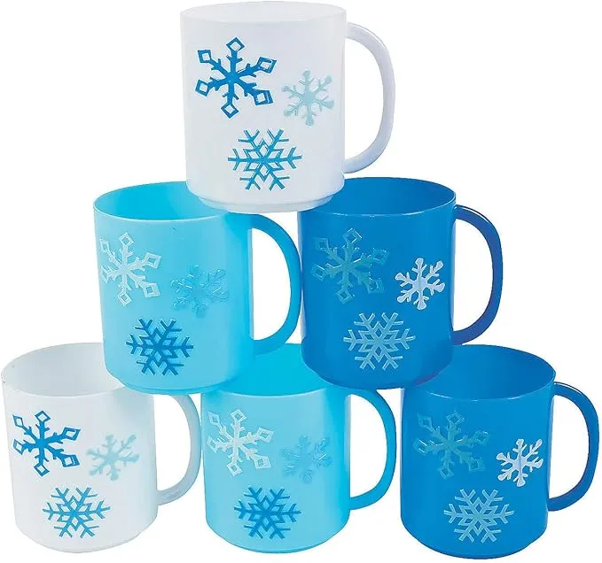 Winter BPA-Free Plastic Mugs - 12 Ct.