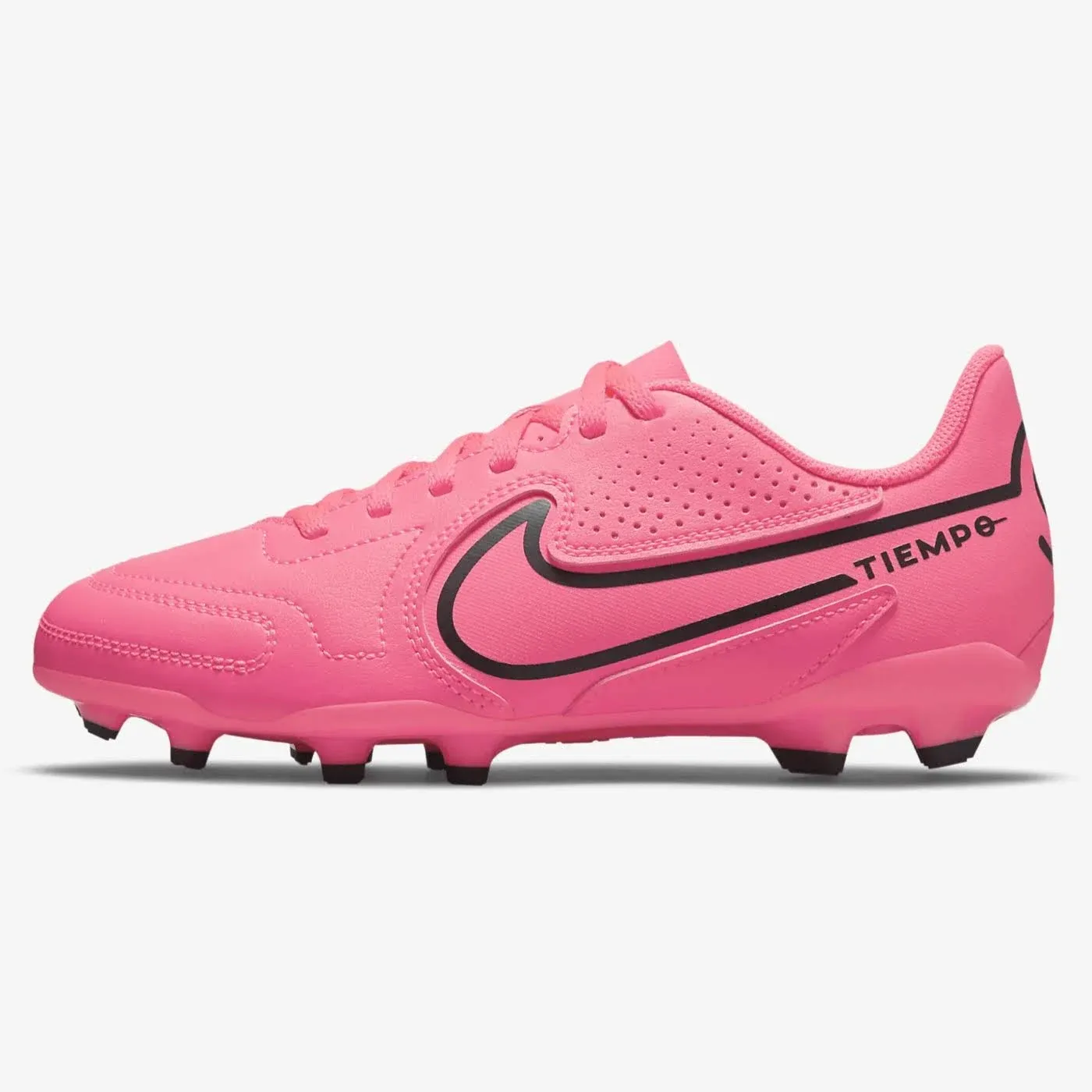 Nike Kids' Tiempo Legend 9 Club FG/MG Soccer Cleats, Pink/Black 600, 5 Big Kid