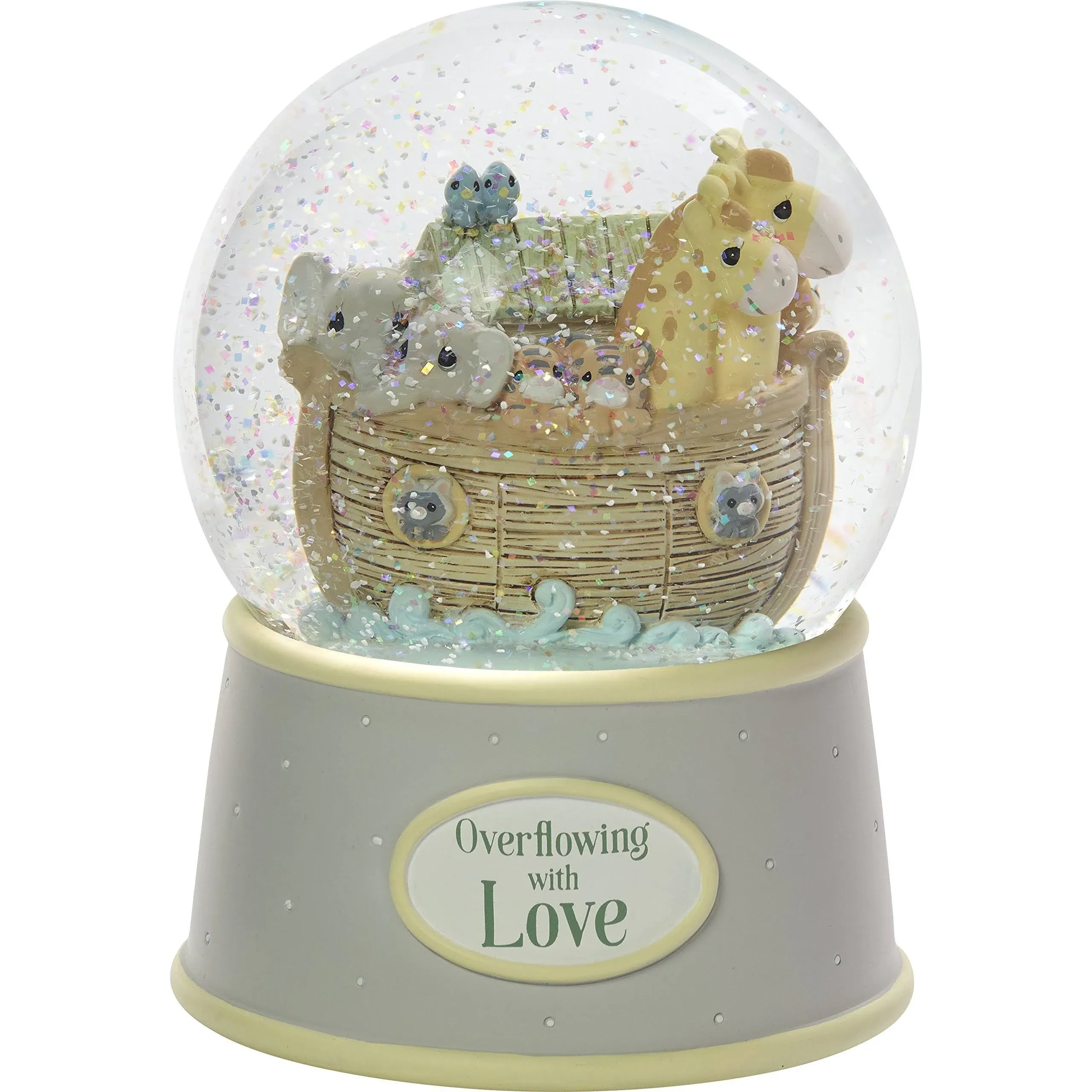 Precious Moments Baby Musical Snowglobe | Overflowing with Love Noah's Ark Musical Resin Nursery Decor