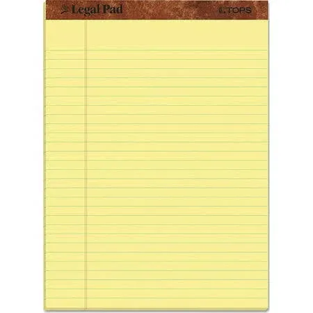 TOPS 8.5 x 11 Legal Pads, 12 Pack, The Pad 8-1/2 x 11-3/4, Canary 