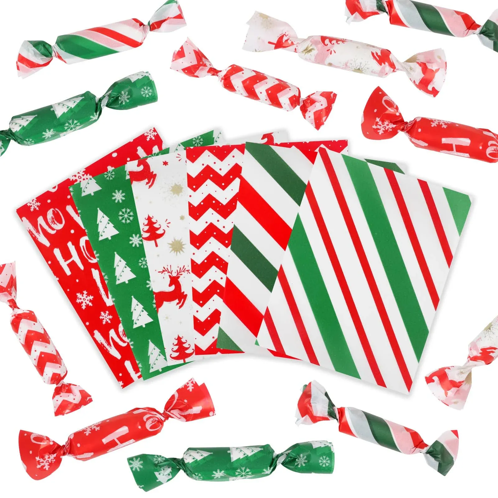 CCINEE 600Pcs Christmas Candy Wrappers - 6 Pack Styles