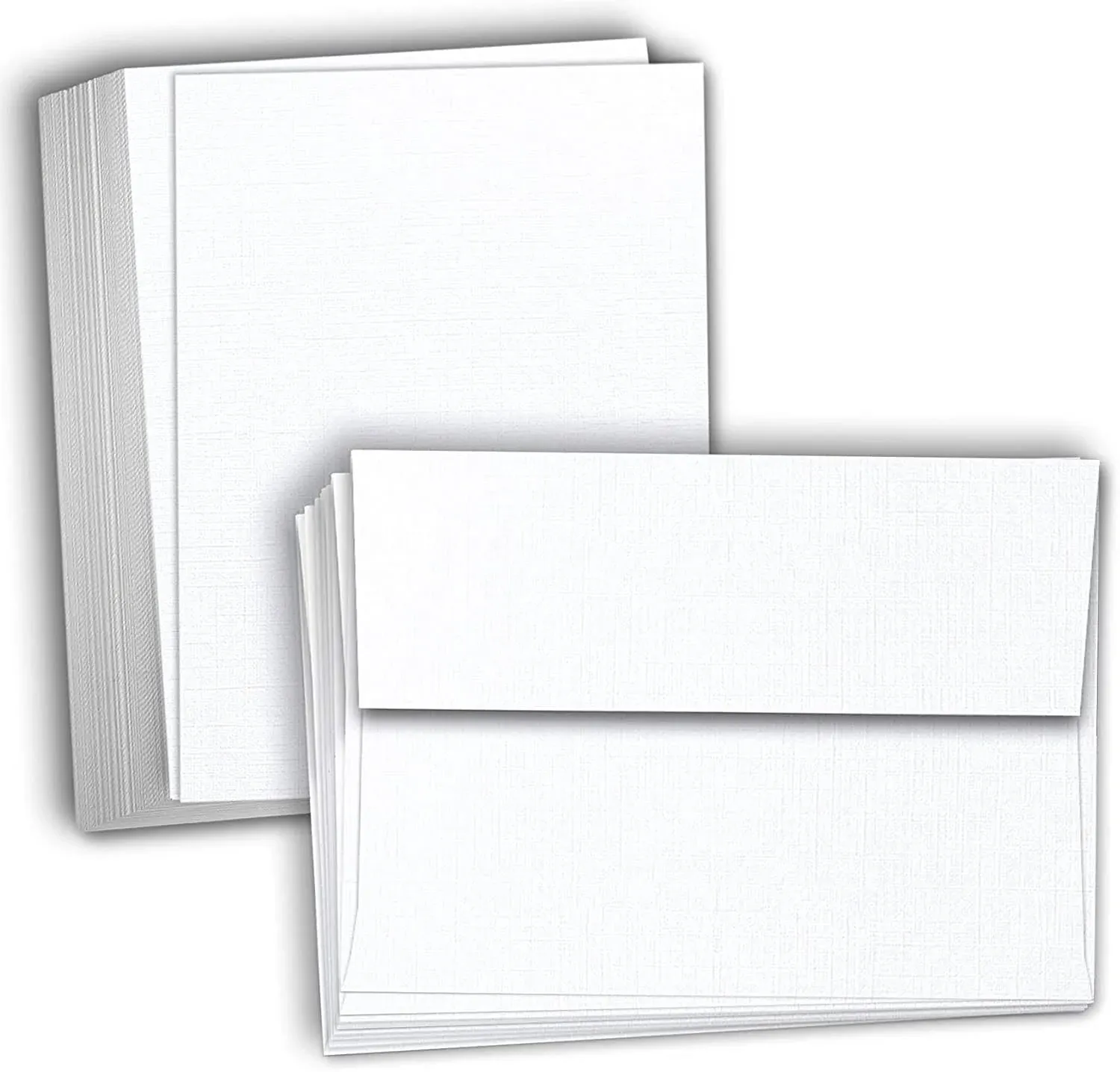 Hamilco Blank Cards and Envelopes - Flat 5" x 7" Linen White Cardstock Thick ...