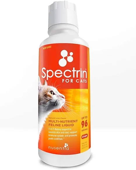 NUSENTIA Cat Vitamins - Spectrin 16 OZ - Liquid Vitamin & Antioxidant Supplement for Cats - 96 doses