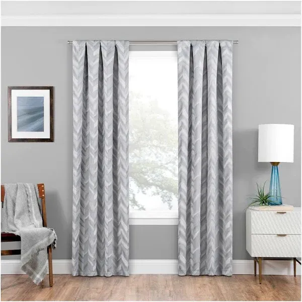 Eclipse Blackout Rod Pocket Panel Curtain Haley Silver 37in x 84in