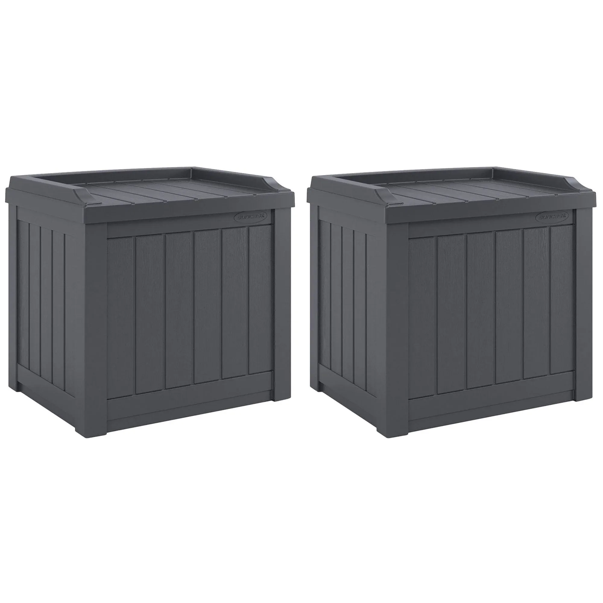 Suncast 22 Gal Outdoor Patio Small Deck Box with Storage Seat, Cyberspace