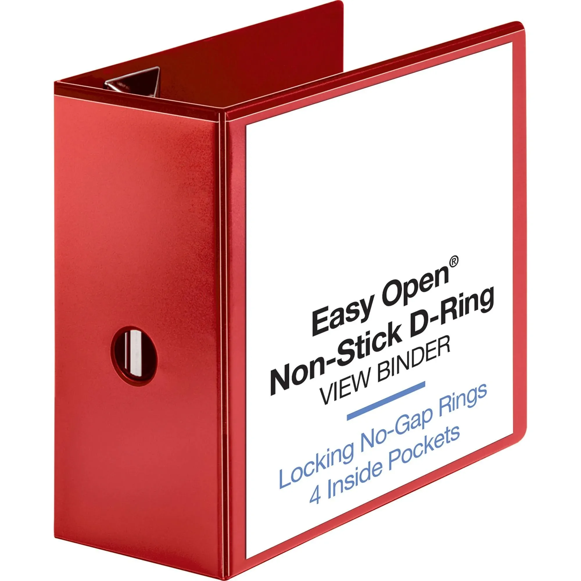 Business Source Red D-ring Binder - 5" Binder Capacity - Letter - 8 1/2" x 11" Sheet Size - D-Ring Fastener(s) - 4 Pocket(s) - Polypropylene - Red ...