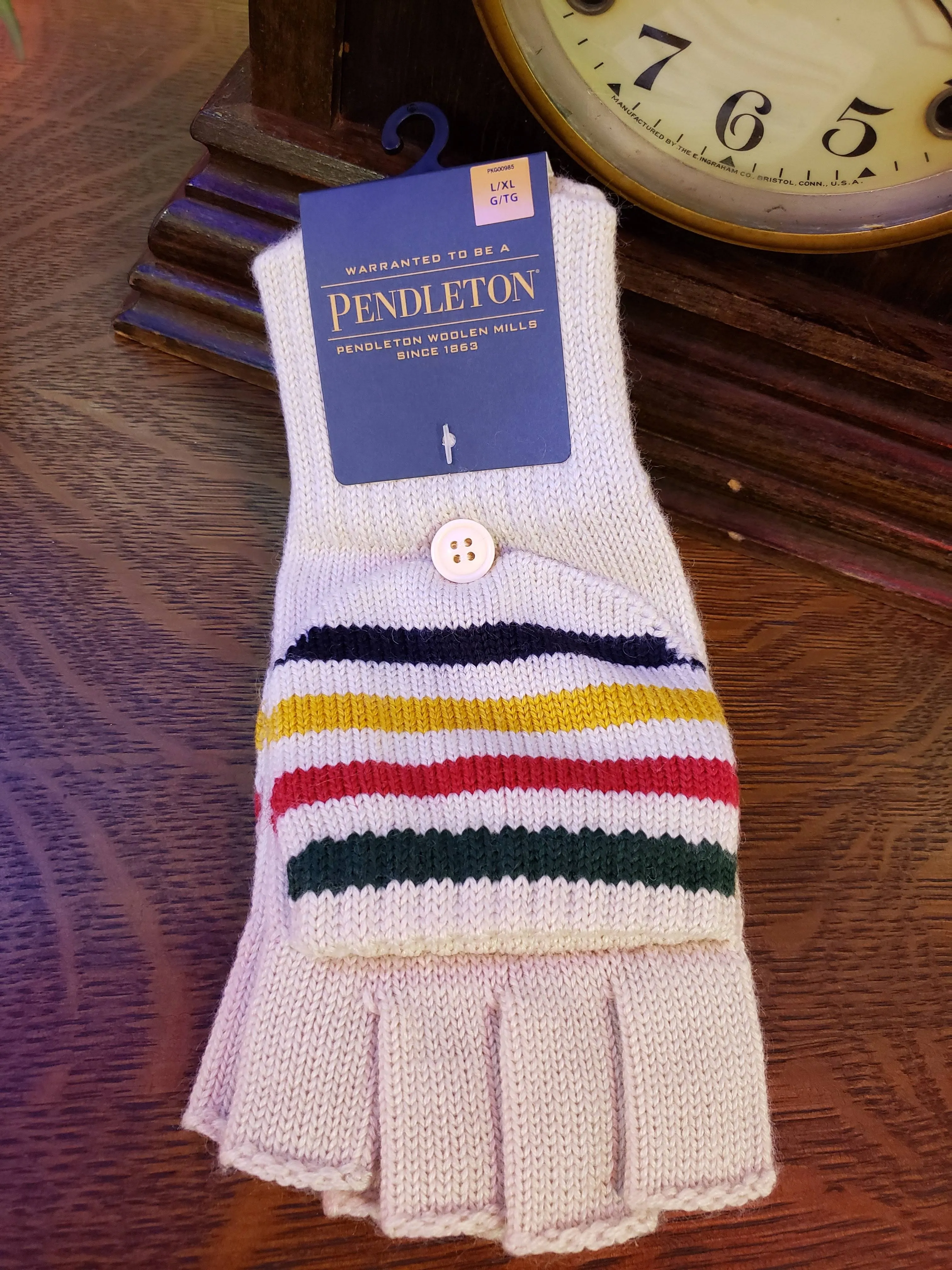 Pendleton Convertible Fingerless Mittens Glacier Stripe / L/XL