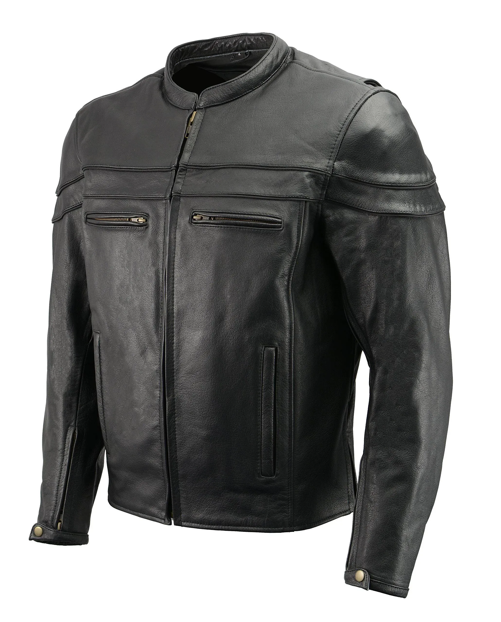 Men's Premium Leather Crossover Vented Scooter Jacket