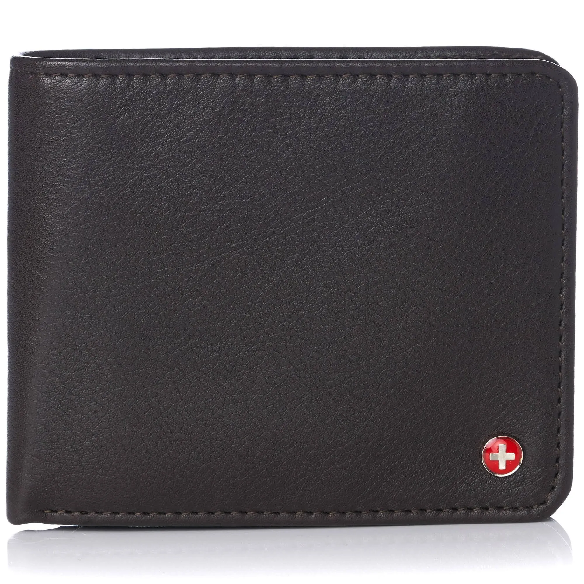 Alpine Swiss RFID Safe Men's Leather Bifold Wallet with Divided Bill Section