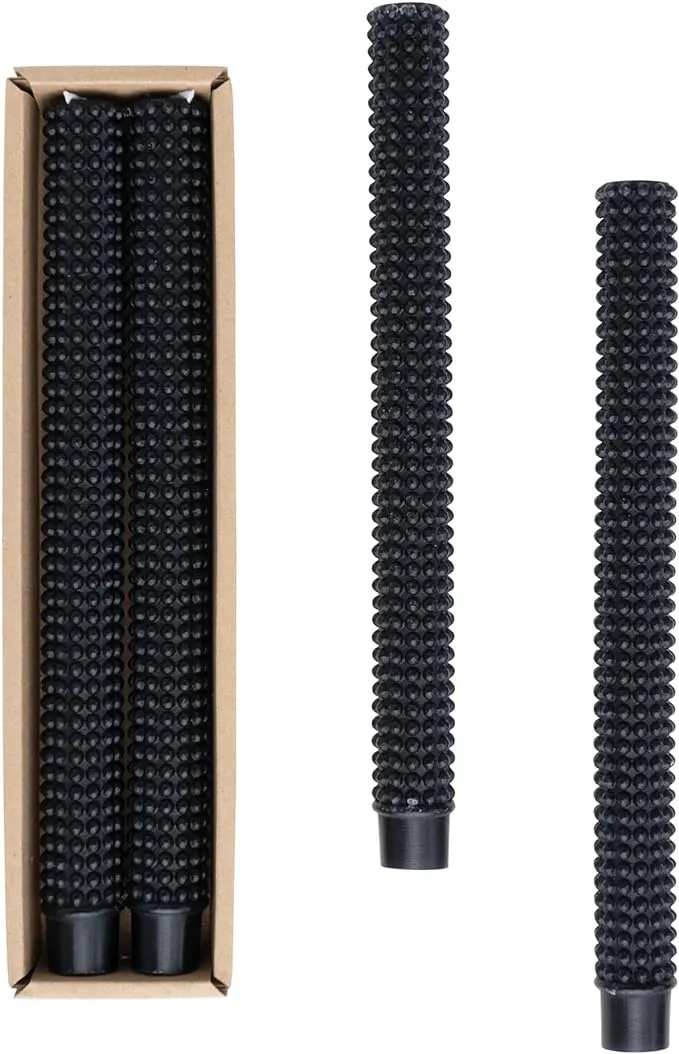 Black Hobnail Taper Candle