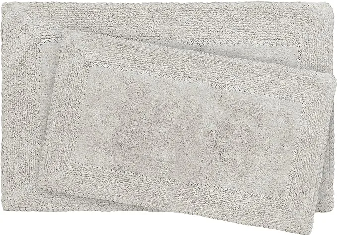 Laura Ashley Ruffle Cotton 2-Piece Bath Rug Set - White