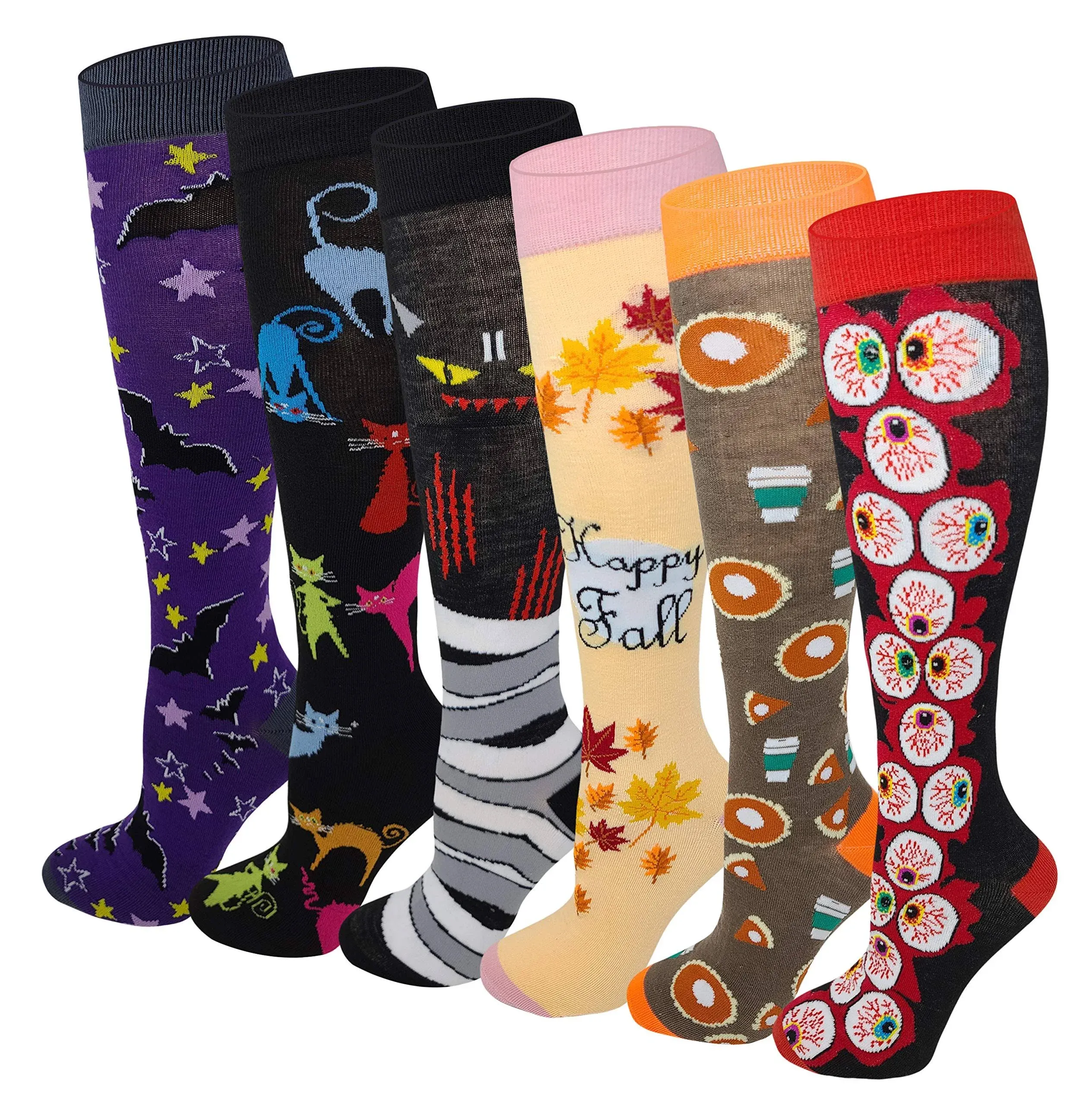 Women's Fancy Design Knee High Socks (6 Pairs)