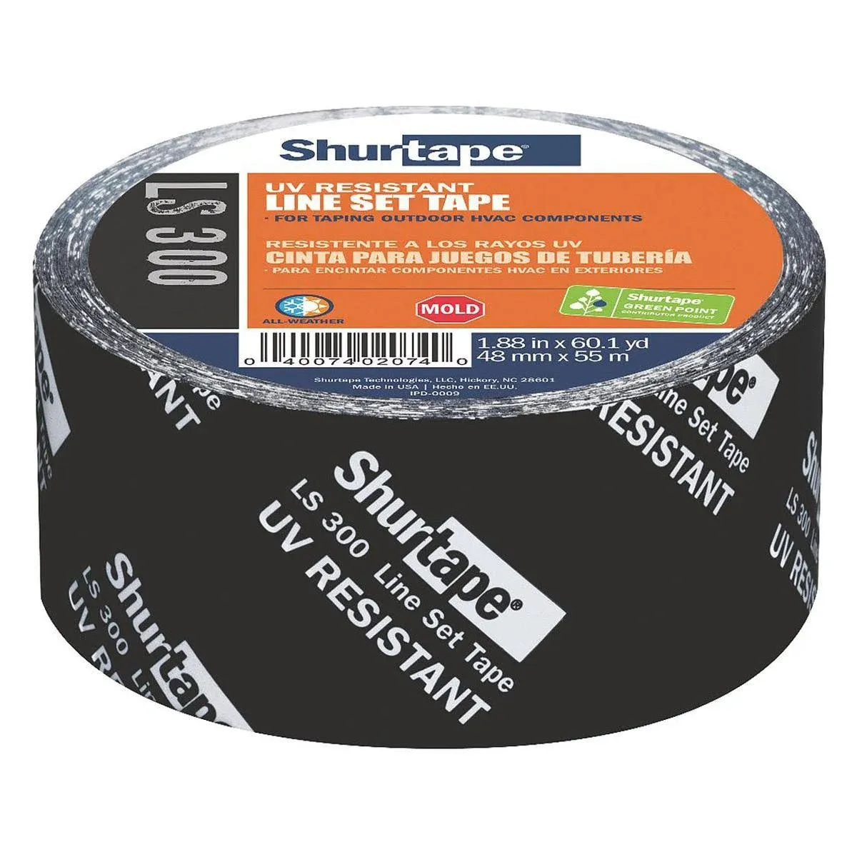 Shurtape LS 300 HVAC Line Set Tape, 55m Length x 48mm Width, Black (Pack of 1)