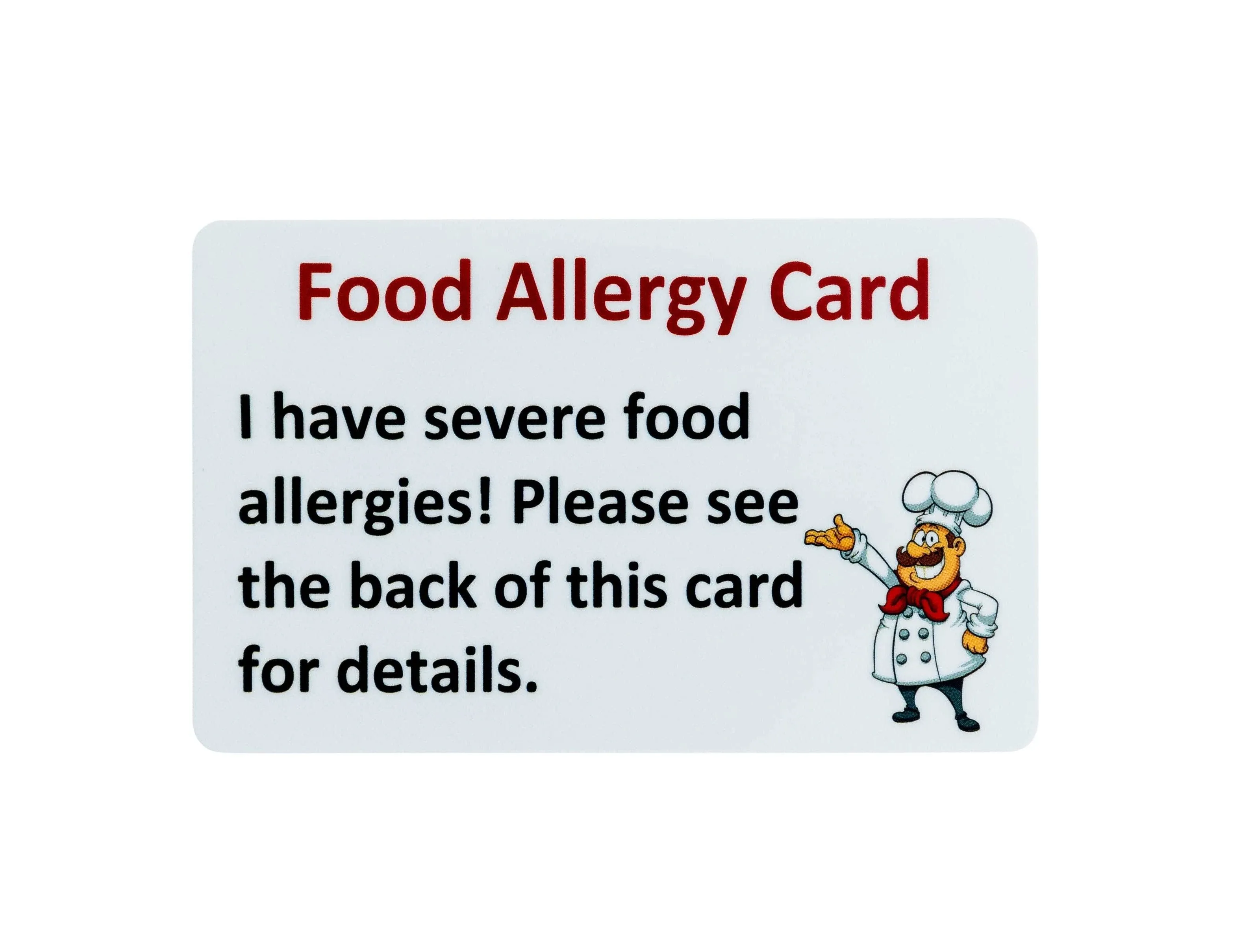 Secure Id Llc Chef Card Customized Allergy Emergency Contact Card Restaurant Chef Food Allergy Allergies. Pack of Three Write on Cards!