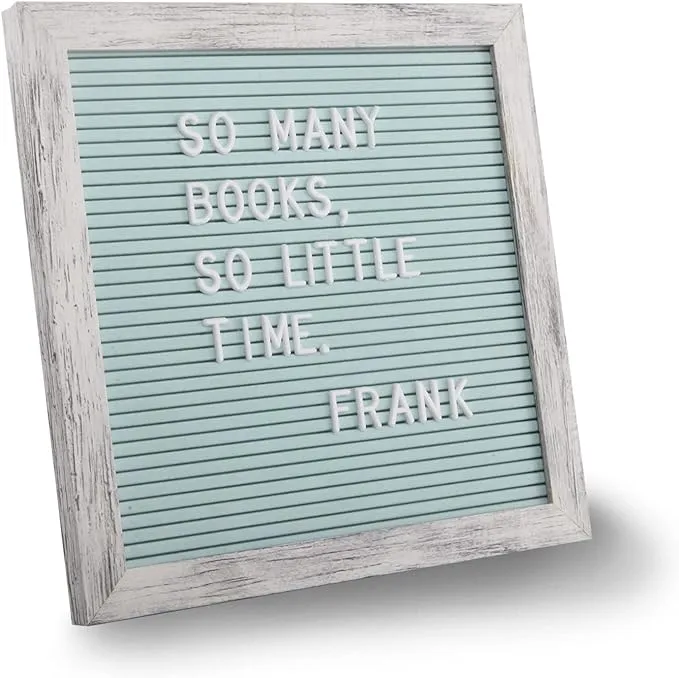 C Crystal Lemon Letter Board, Felt Letter Board, 317 Pre-cut Letters Numbers & Symbols, 10x10 inches, Changeable Wooden Message Board Sign, Wood Frame, Wall Mount, with Display Stand (Rustic Green)