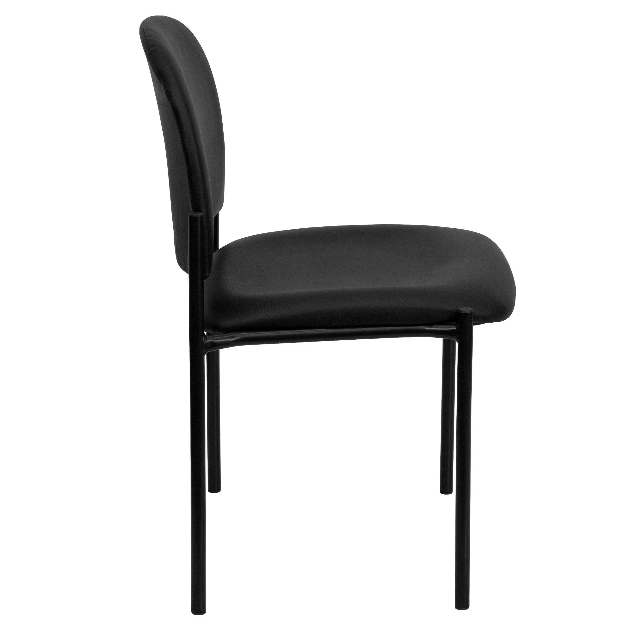 Emma + Oliver Comfort Black Vinyl Stackable Steel Side Reception Chair