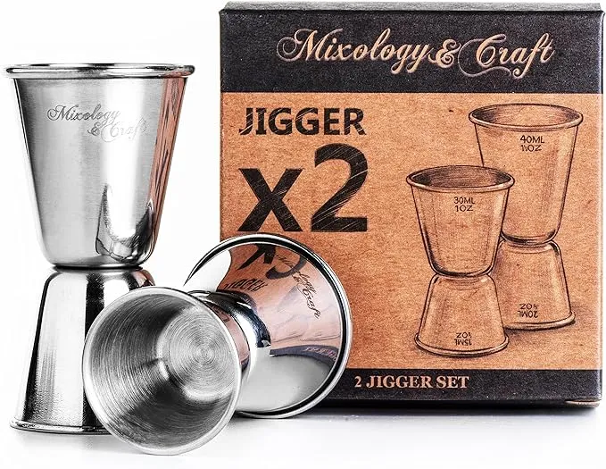 Bar Jigger Set For Bartenders Double Jiggers Shot Pourer Measuring Tool 2x Cockt