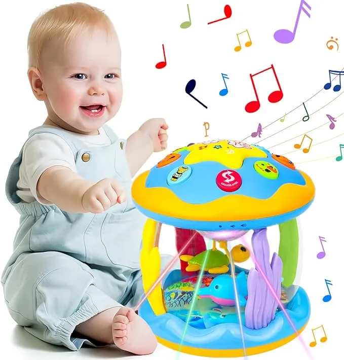 Furktem Baby Toys 12+ Months Ocean Rotating Projector - Early Education Toys 12-18 Months with Various Pacify Music/light Kid