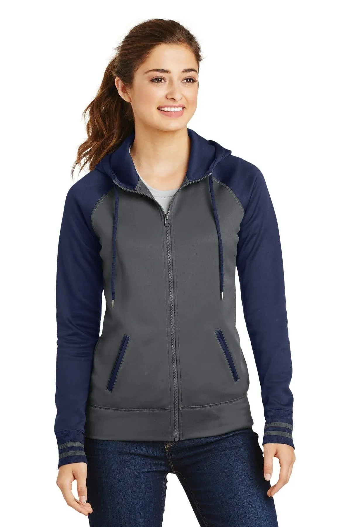 Sport-Tek LST236 Ladies Sport-Wick Varsity Fleece Full-Zip Hooded Jacket