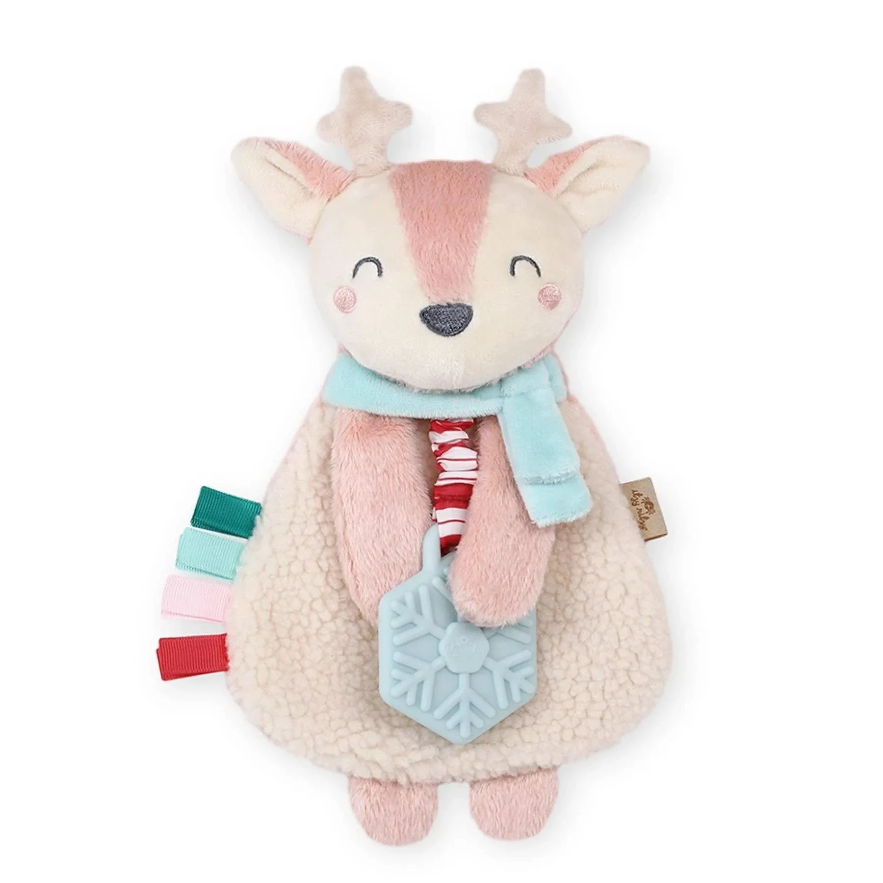 Itzy Ritzy Lovey Holiday Pink Reindeer Plush + Teether Toy