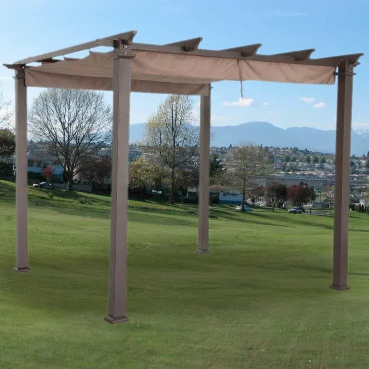 Garden Winds Replacement Canopy Top for the Hampton Bay 9ft Pergola, Beige, Brown