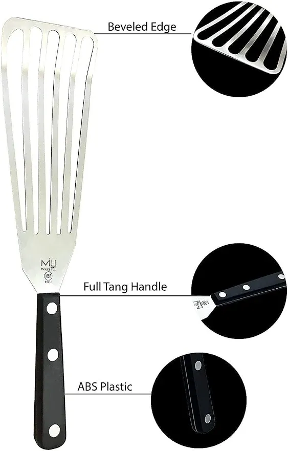 MIU Fish Spatula Stainless Steel, Flexible, Polished Metal, Kitchen Slotted T...